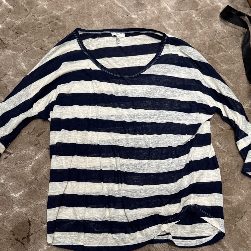 Joie Navy and Cream Knit Top